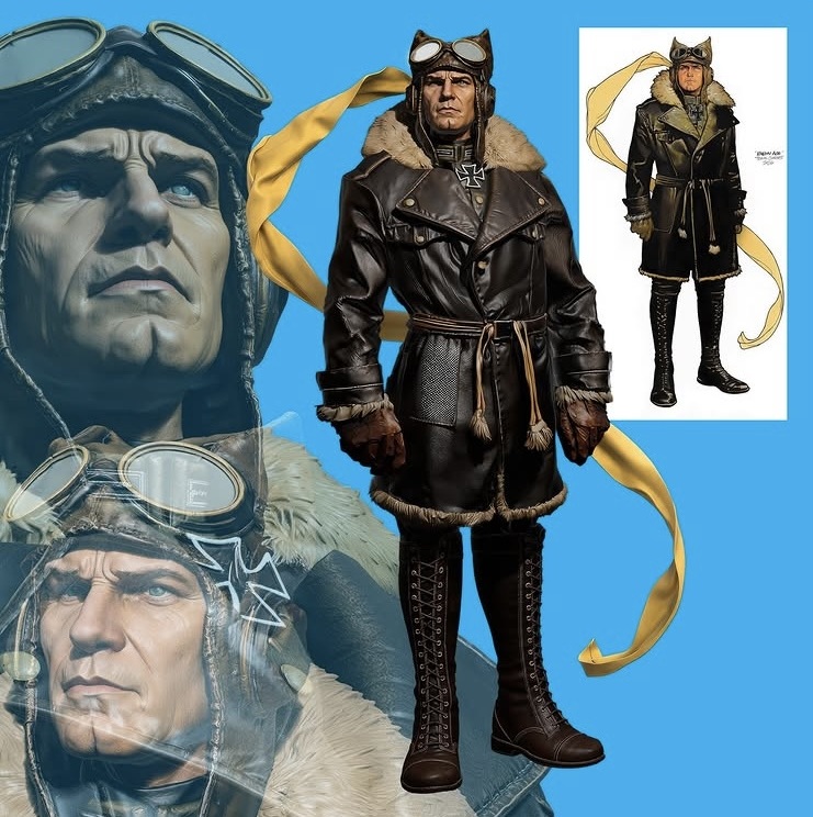 Phoenix Alma Santos 3D render of Enemy Ace, based on original art by Travis Charest