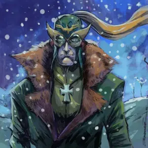 Javier Bahamonde original Enemy Ace digital illustration, 2022, painted media