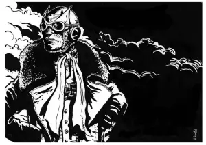 Stephen T. Daly original Enemy Ace sketch, October 2020, pen and ink