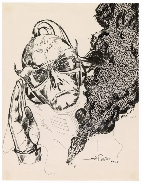 Joe Kubert original Enemy Ace production piece, April 1968, Rapidograph pen and Zip-a-Tone