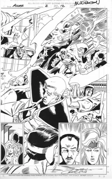 Pat Olliffe Unlimited Access #2 production board featuring Enemy Ace — spread 1