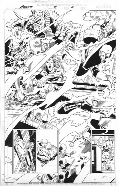 Pat Olliffe Unlimited Access #2 production board featuring Enemy Ace — spread 2