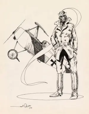 Walter Simonson original Enemy Ace fan illustration, July 1968, rapidograph pens and India ink