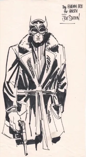 Joe Staton original Enemy Ace commission on tone sketch paper